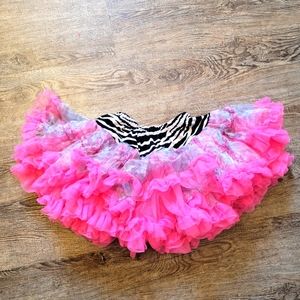 Girls Popatu size M pink black and white  zebra print tutu skirt